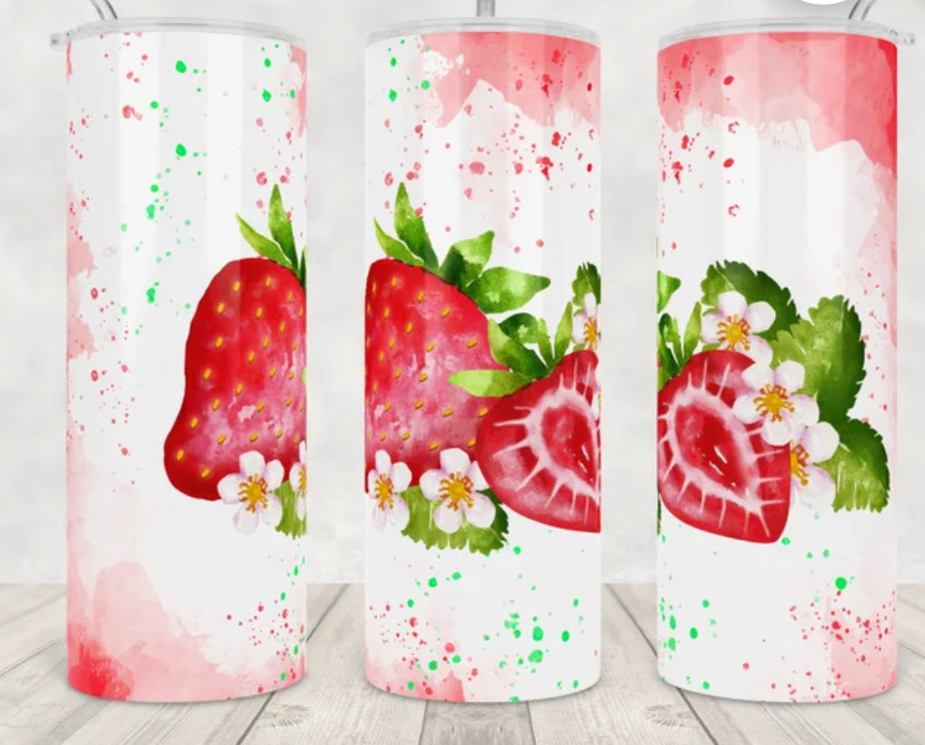 Pink water color Strawberrys